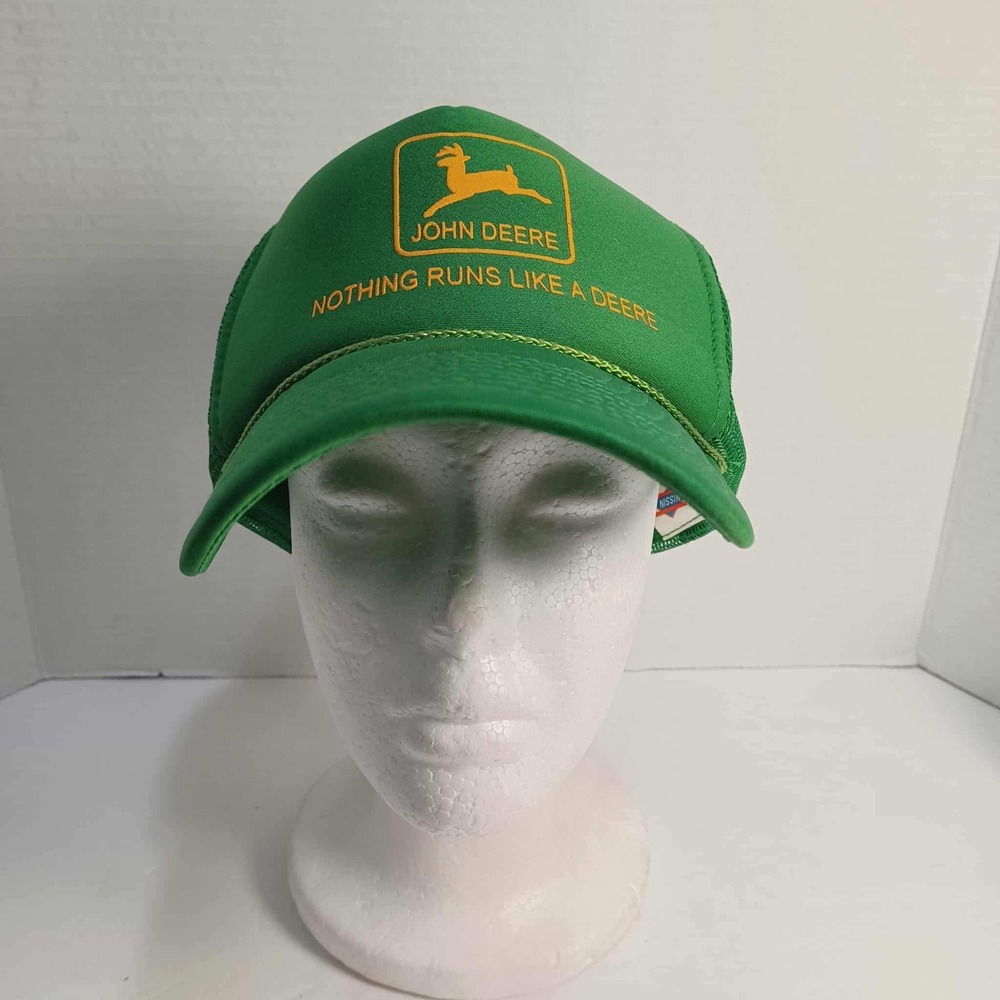 Vintage John Deere Trucker Hat Green Yellow Nothing Runs Like A Deere